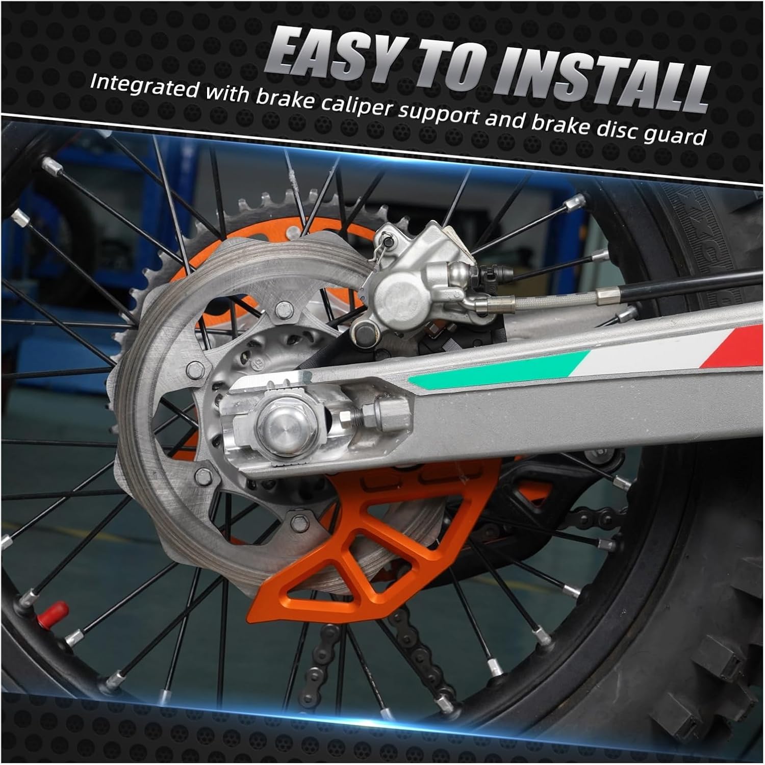 Compatible with KTM EXC 300 2004-2023 KTM EXC-F 350 SX 125 SXF 450 XCW XCW-F Husqvarna TE 300 GasGas EC300 Rear Brake Disc Guard(Black Orange)