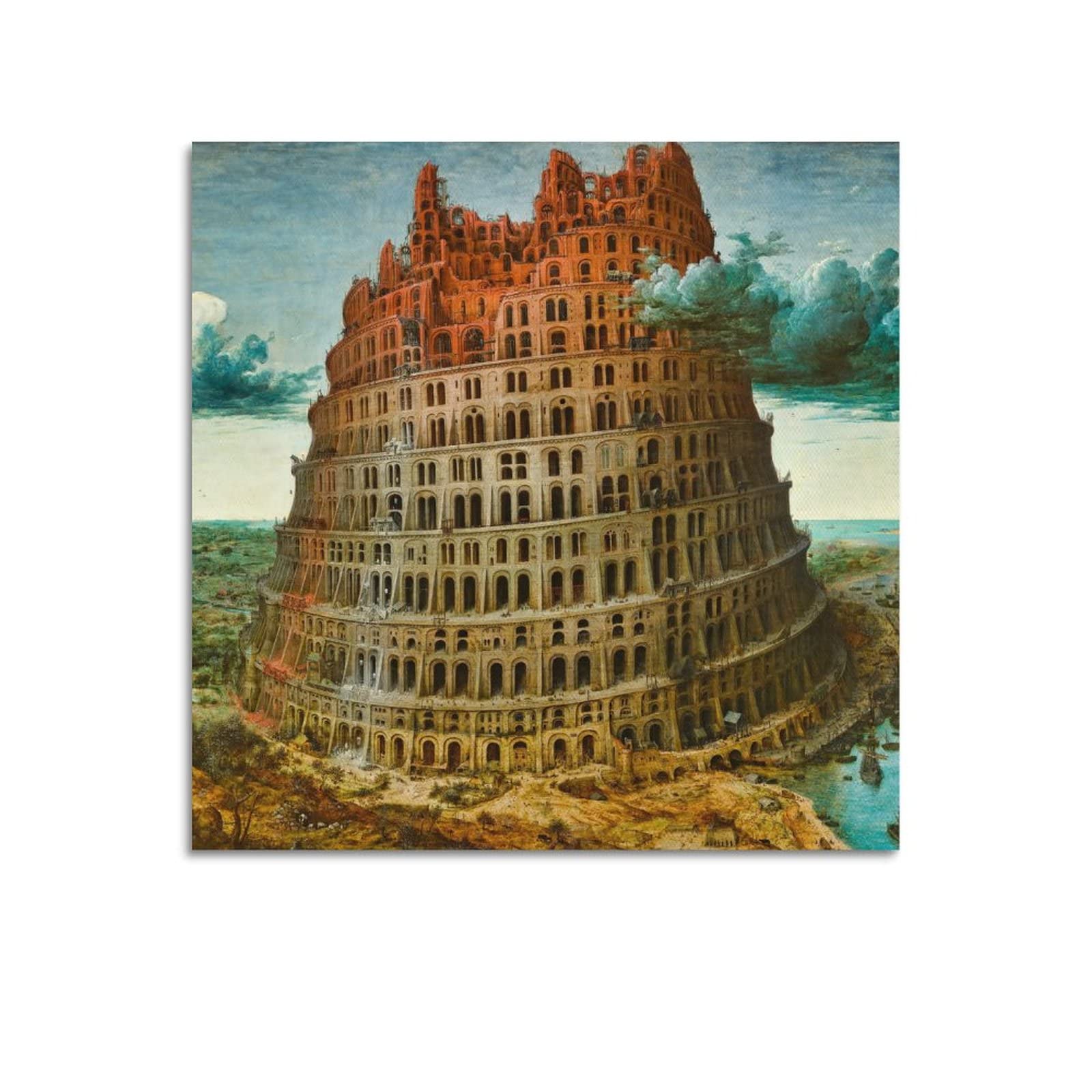 The Little Tower of Babel By Pieter Bruegel The Elder Poster Picture Print Wall Art Painting Canvas Artworks Gift Idea Room Aesthetic 12x12inch(30x30cm)