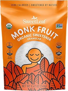 SweetLeaf Organic Monk Fruit Sweetener, Granular – Zero-Calorie, Natural Sugar Substitute for Coffee, Tea, and Baking, 8.4...