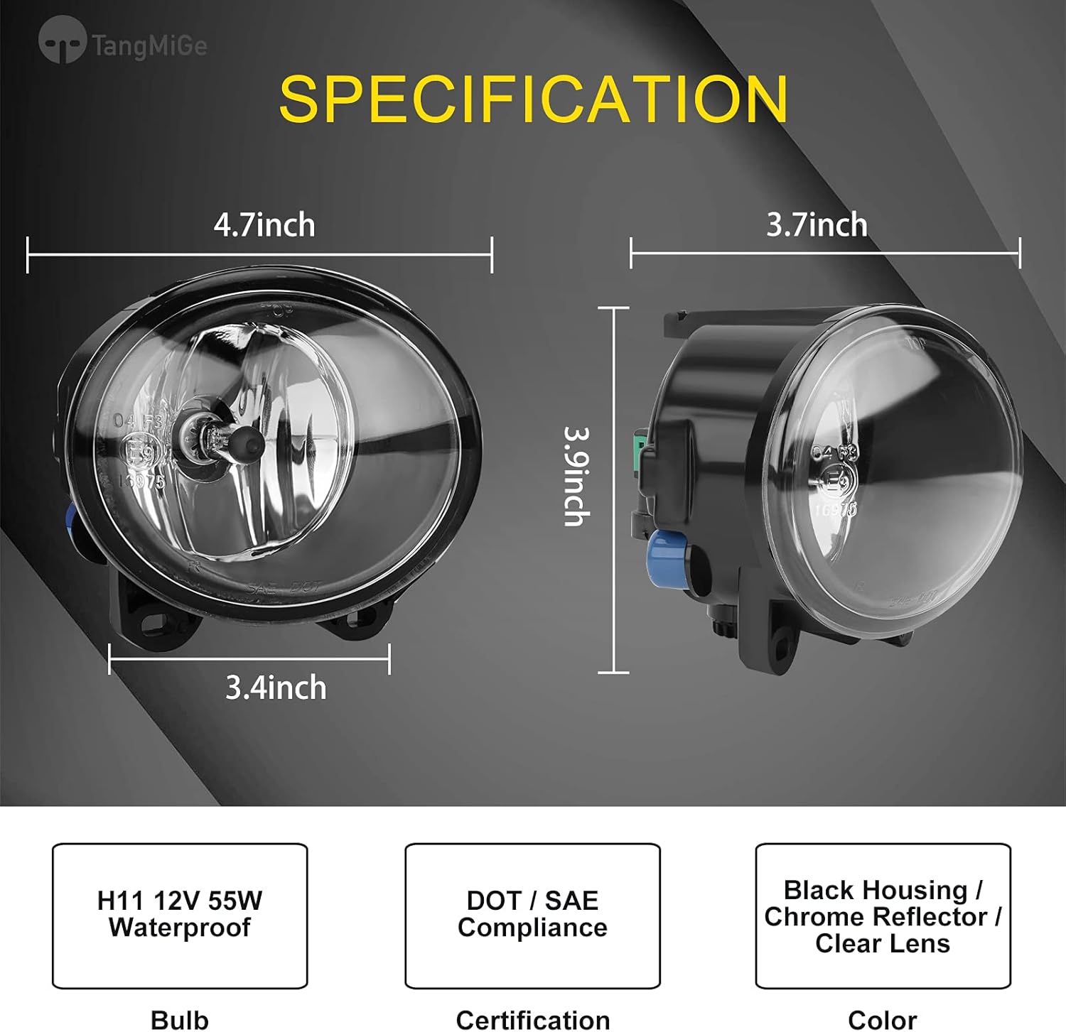 TangMiGe Fog Lights for BMW F22 F23 (228i 230i), E92 E93 (328i 328xi 335i 335is 335xi), F07 (528i 535i 550i GT), ACTIVEHYBRID 5, M235i, M3 M5, 2007-2020, All for M Package Bumper, 1 Pair, Clear Lens