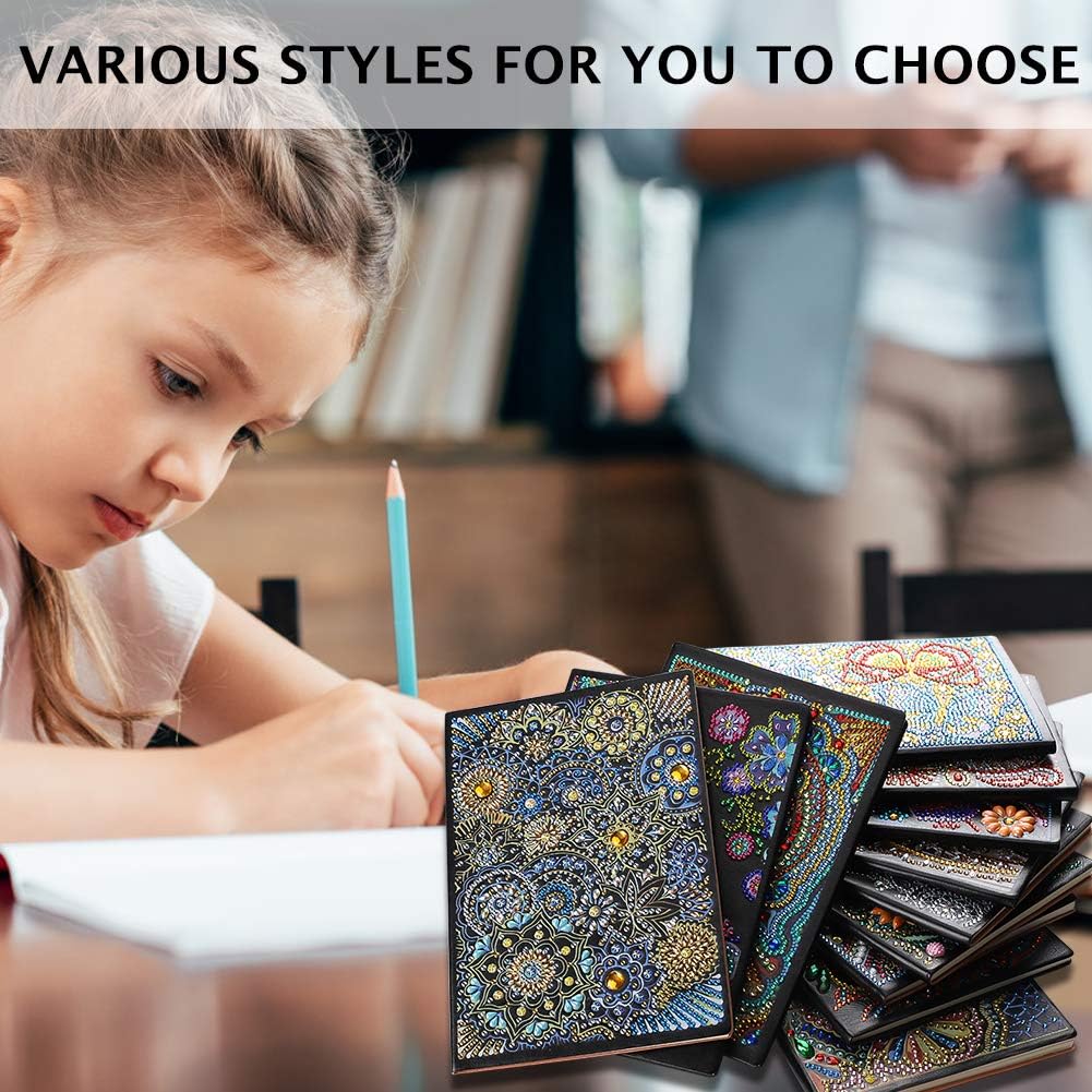 Soleebee Notebook with Diamond Painting Cover Notebook 100 Pages Plain Book DIY Journal Book for Writing and Painting (Rose)