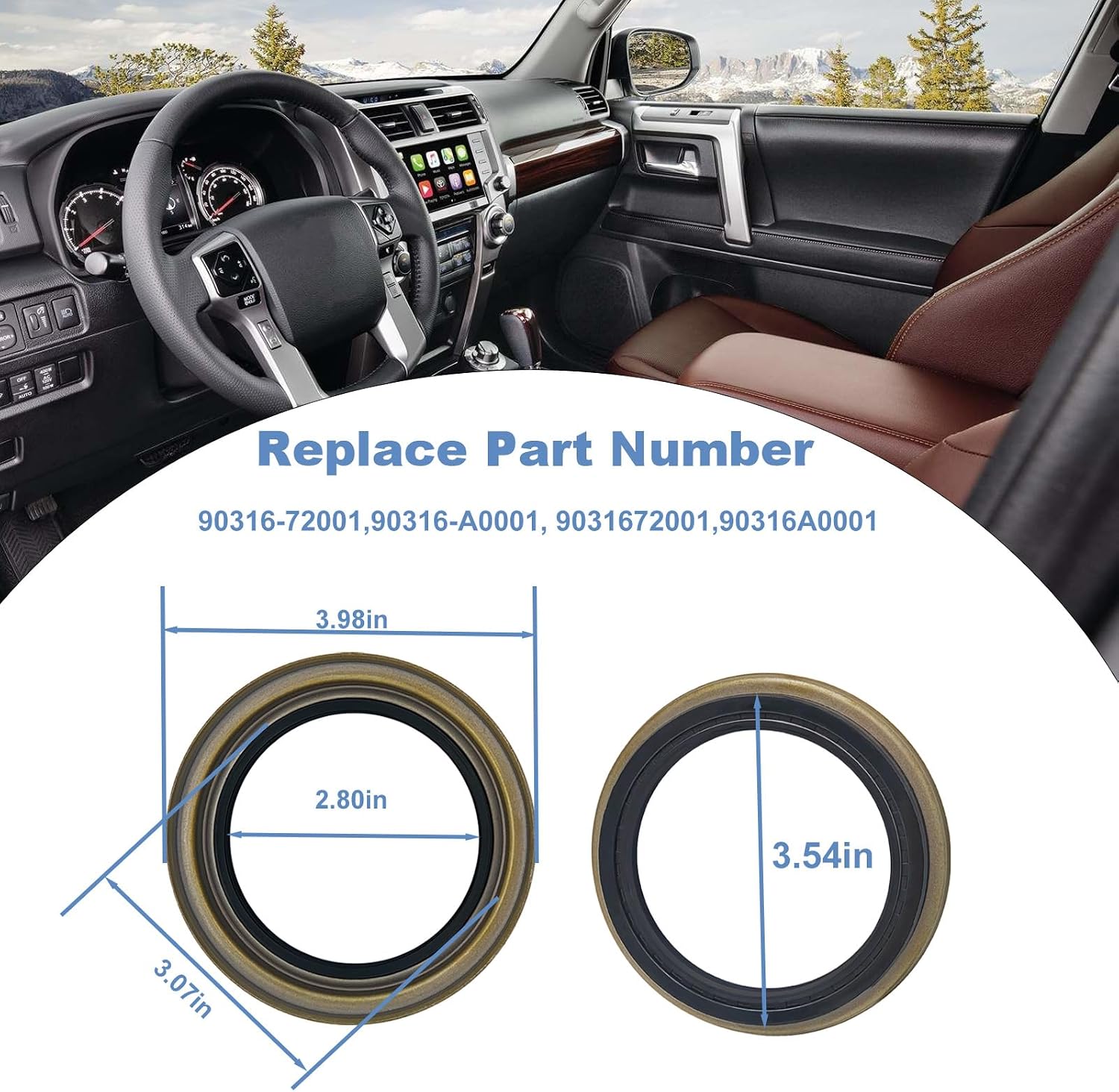 Front Axle Hub Oil Seal Compatible with Toyota Land Cruiser 1998-2007 4Runner 2003-2021 Tacoma 2005-2020 Fj Cruiser 2007-2014 Replace# 90316-72001, 90316-A0001