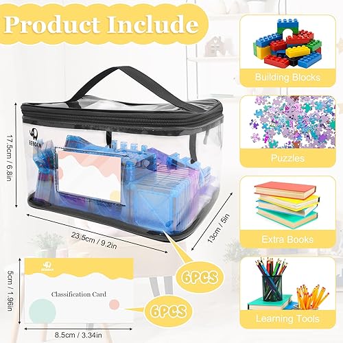 Miniatura 2 de BEBOAN Paquete de 6 bolsas organizadoras de almacenamiento de juguetes para niños, bolsa transparente impermeable de viaje para bloques de