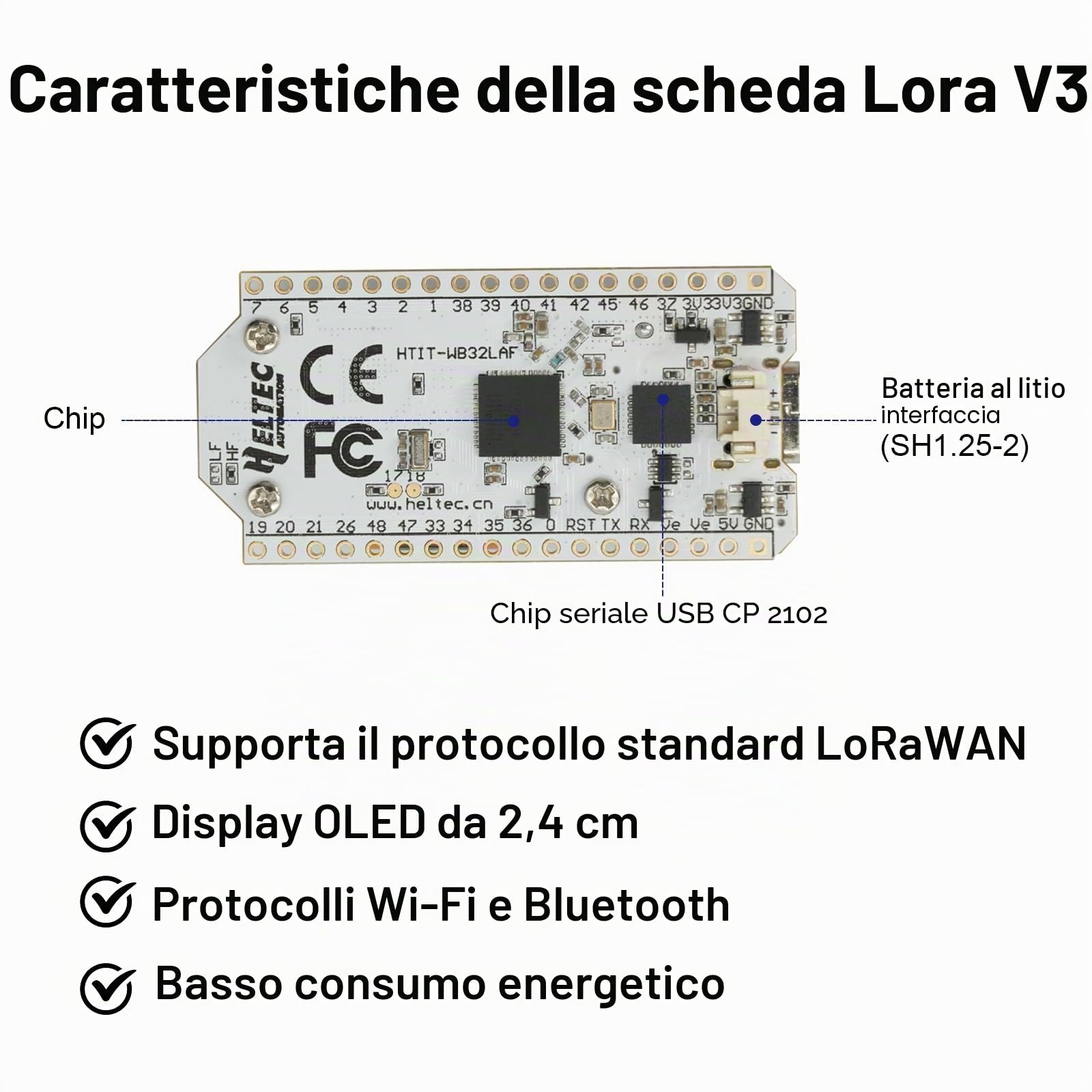 RUIZHI ESP32 V3 LoRa Board per Meshtastic, LoRa ESP32 V3 Moduli con 868MHz Antenne e 3000mAh Batteria con 0,96″ OLED Display e WiFi Bluetooth 1262 Chip Compatibilità con Meshtastic IoT Arduino(2 Pcs)