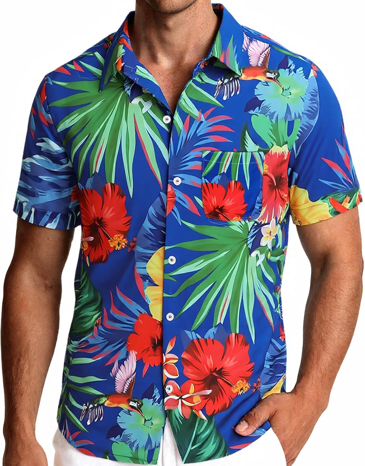 Hawaiian Shirt for Men Short Sleeve Button Down Shirt Tropical Print Casual Shirt for Beach Vacation Summer Party