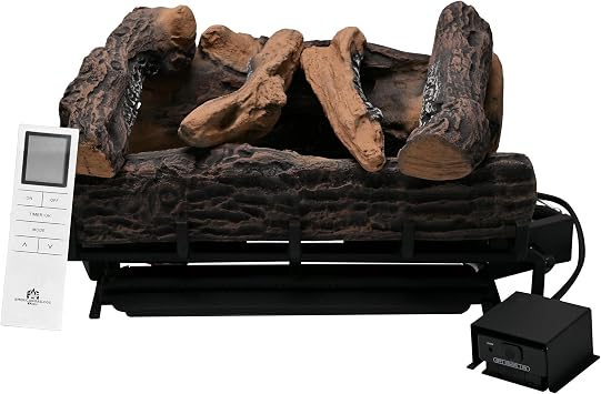 18-24 Inch Ventless Fireplace Logs Set with Remote Control, Only Used for Liquid Propane,Heats up to 40000BTU Liquid Propane Fireplace Oak, 24Inch