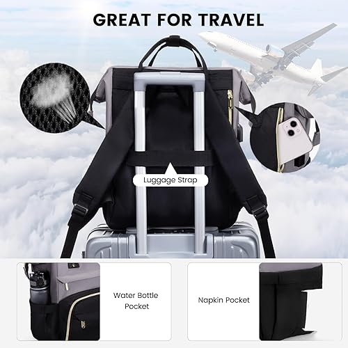 Miniatura 4 de LOVEVOOK - Mochila para portátil con monedero para mujer, mochila de moda para trabajo y viajes, mochila para computadora de negocios, mochila para