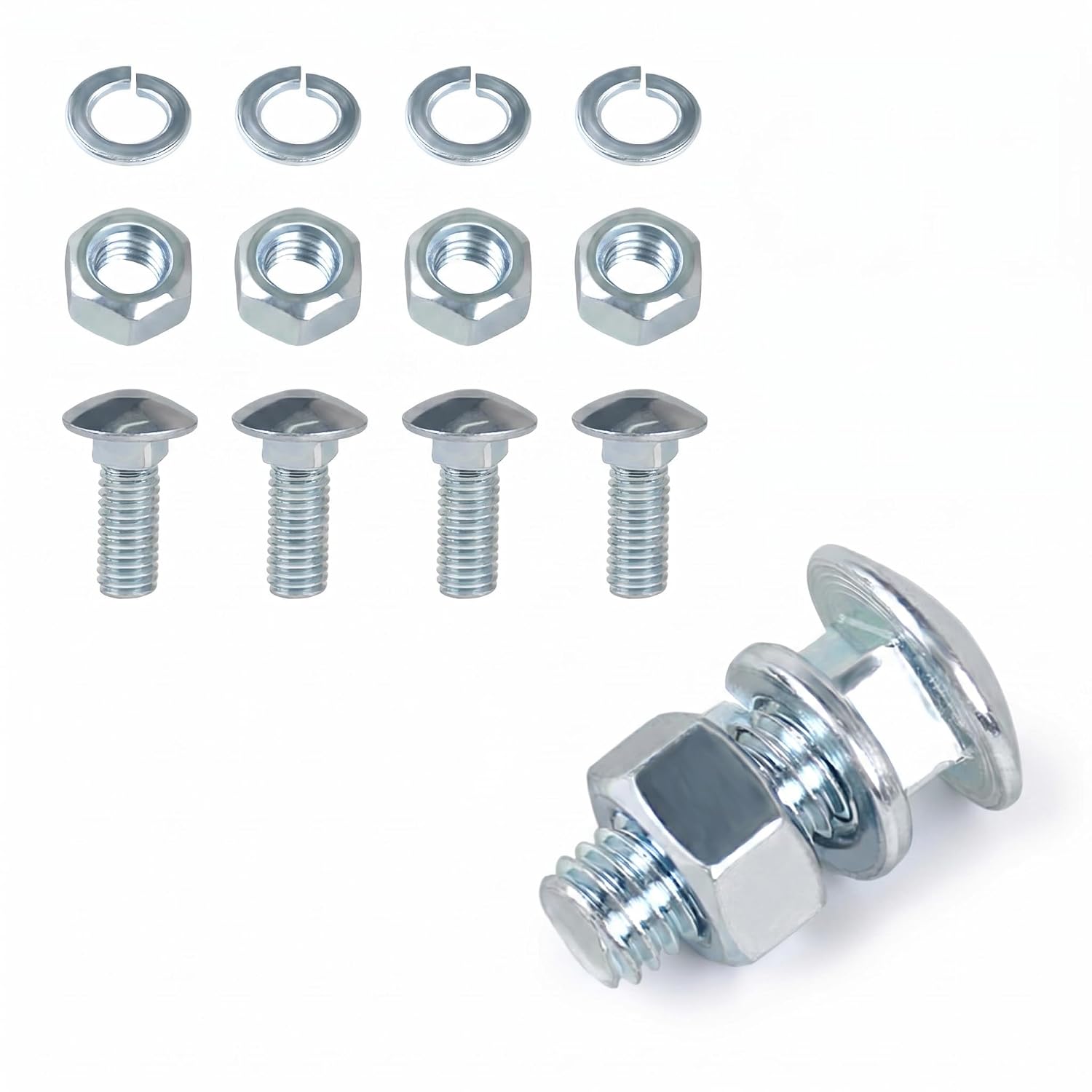 7/16" Chrome Bumper Bolts for Ford Bumper Bolts Kit Hex Nuts Lock Washers