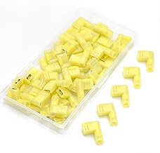 Angoli 90 Grips Flag Female Spade Wire Terminal Connectors, Quick Release Connector Terminals (Yellow-40PCS)