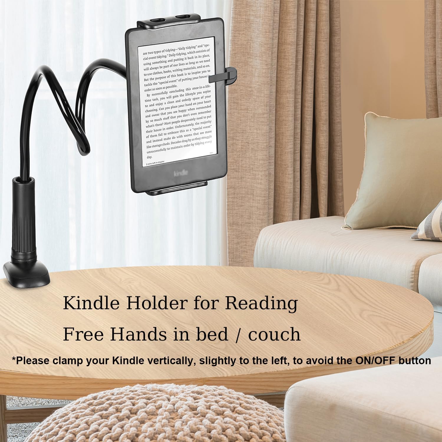 Gooseneck Tablet Kindle Holder Stand for Bed Reading,33in Flexible Long Arm Clamp Clip Mount for iPad, iPhone, Galaxy Tabs, Switch, Kindle Fire, Phone 4.7''-10.5'' Tablet Devices