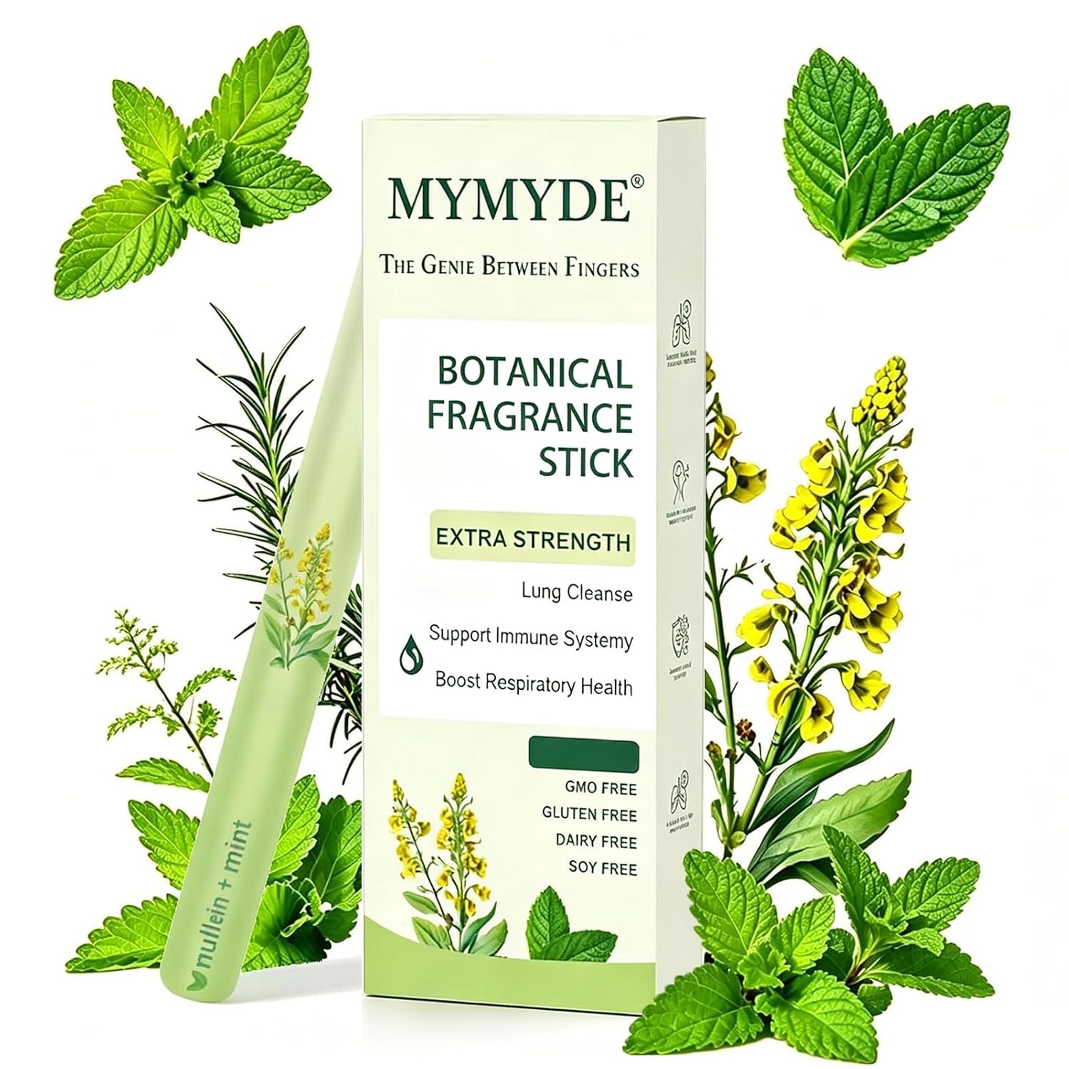 Botanical Fragnance Accessory, Mint, Mullein & Thyme Scent, Non-Electronic Respiratory Wellness, Relaxation, Stress Relief - 300Uses (First Generation - Green)