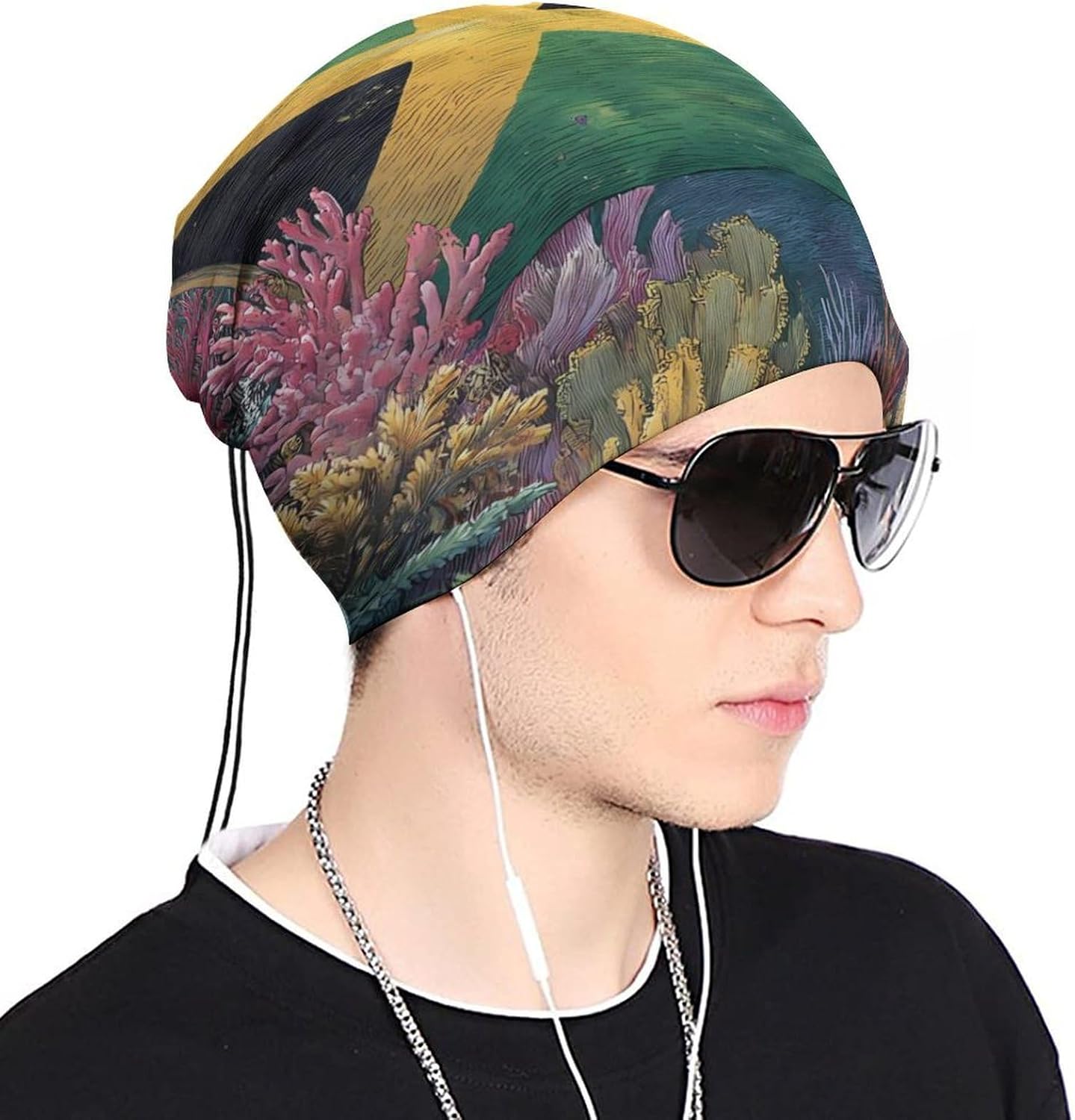 Jamaica Flag Under Water Unisex Neck Gaiter Face Scarf Cover Sun Hoods for Outdoor Hiking Skiing