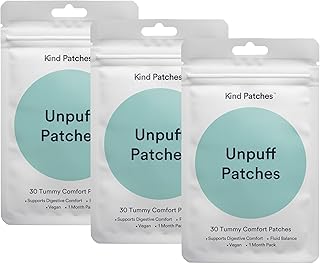 Kind Patches Unpuff Patches with Dandelion Root, Fennel, Artichoke, Ginger, and Turmeric Extract - Vegan - 3 Pack, 90 Count