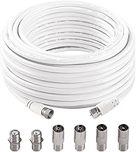 15 m 75 Ohm RG6 Coaxial Cable, F Male to F Male High Speed RG6 TV Antenna Cable, with 6 Pieces Extension Couplers, for Set-Top Box, TV, Satellite, Digital Router