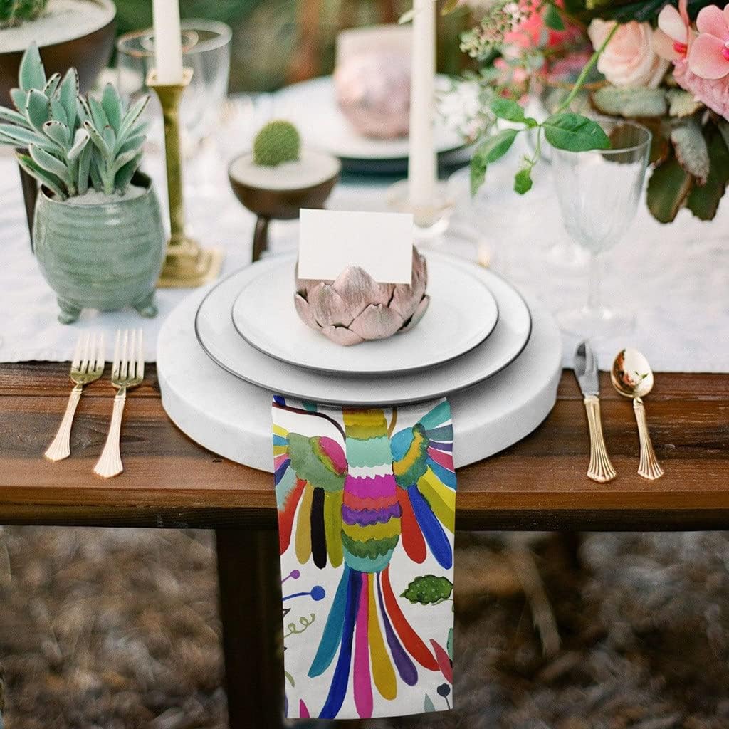 Colored Bird Table Napkins Cloth Set Handkerchief Wedding Party Placemat Birthday Banquet Tea