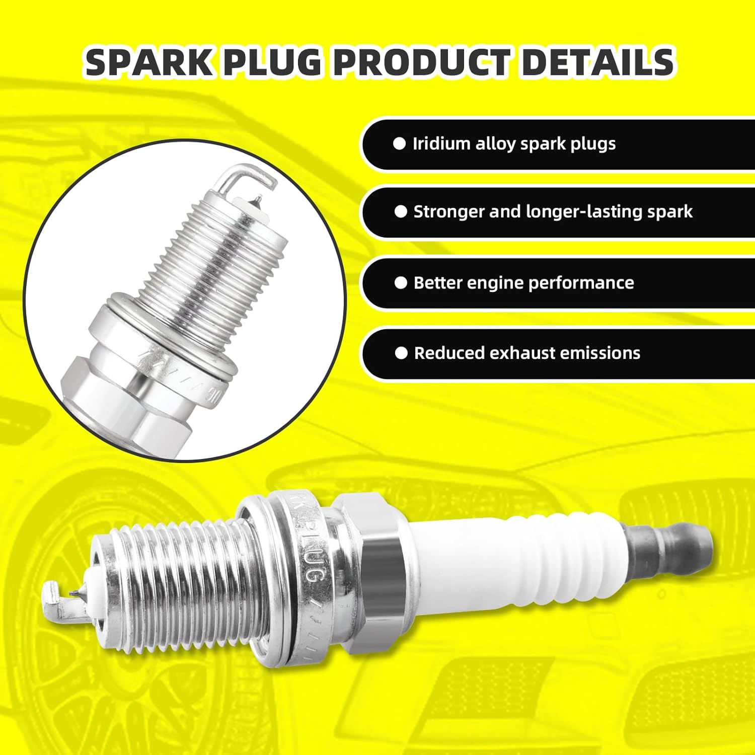 Set of 4 Ignition Coils Pack UF499 27301-26640 & 4 PCS Iridium Spark Plugs Compatible with Hyundai Kia Dodge 2006 2007 2008 2009 2010 2011 Accent Rio Rio5 Attitude 1.6L L4