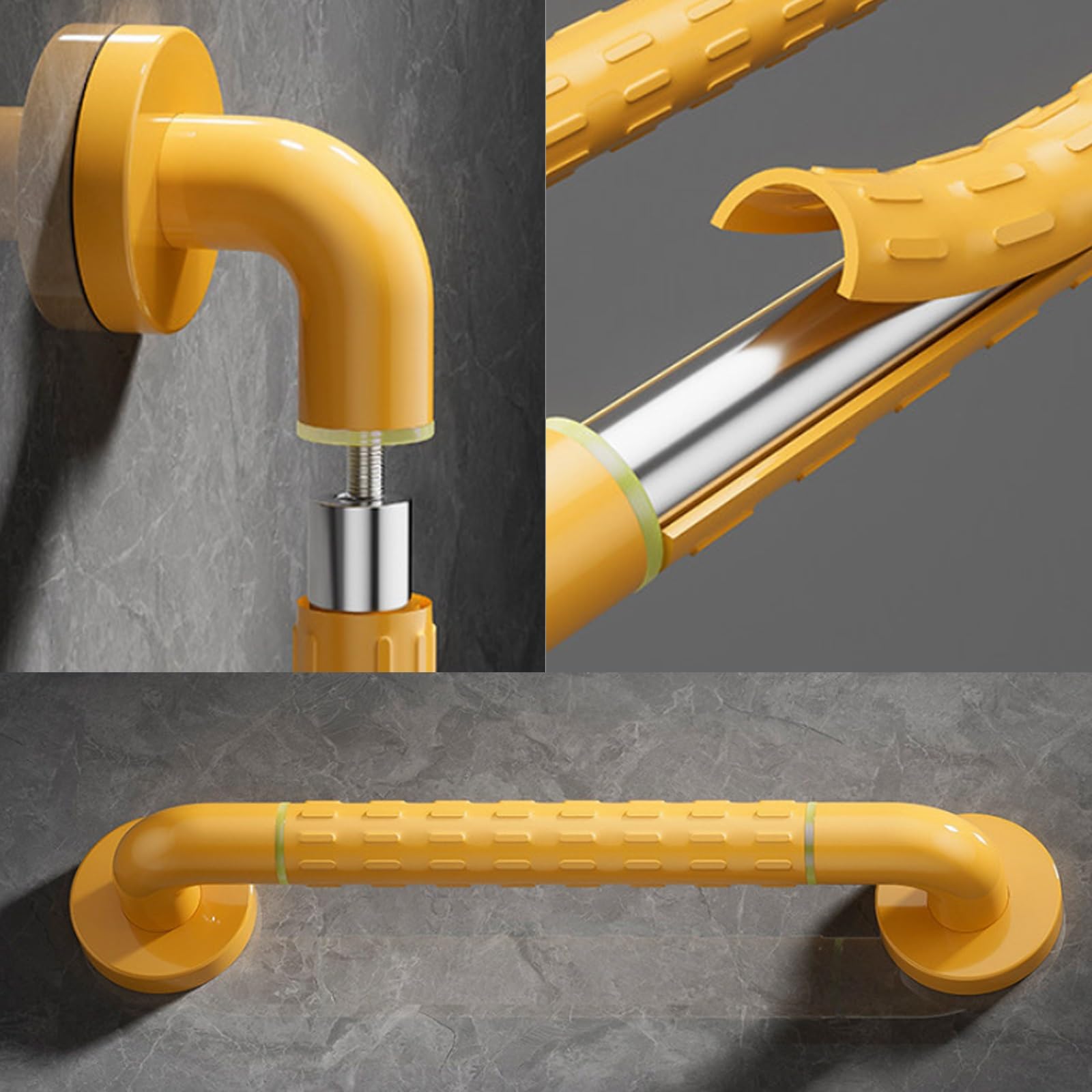 2 Barras De Apoyo para Baño De Adultos Mayores - Acero Inoxidable 304 Antideslizante para Baño De Adultos Mayores (Acabado Cepillado)(60cm)