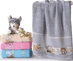 Toalha De Banho Bebe Infantil Menina Menino 100% Algodão Masculino Grande Personagem Praia Carinho Ponto Cruz Para Bordar (Cinza, Banho)