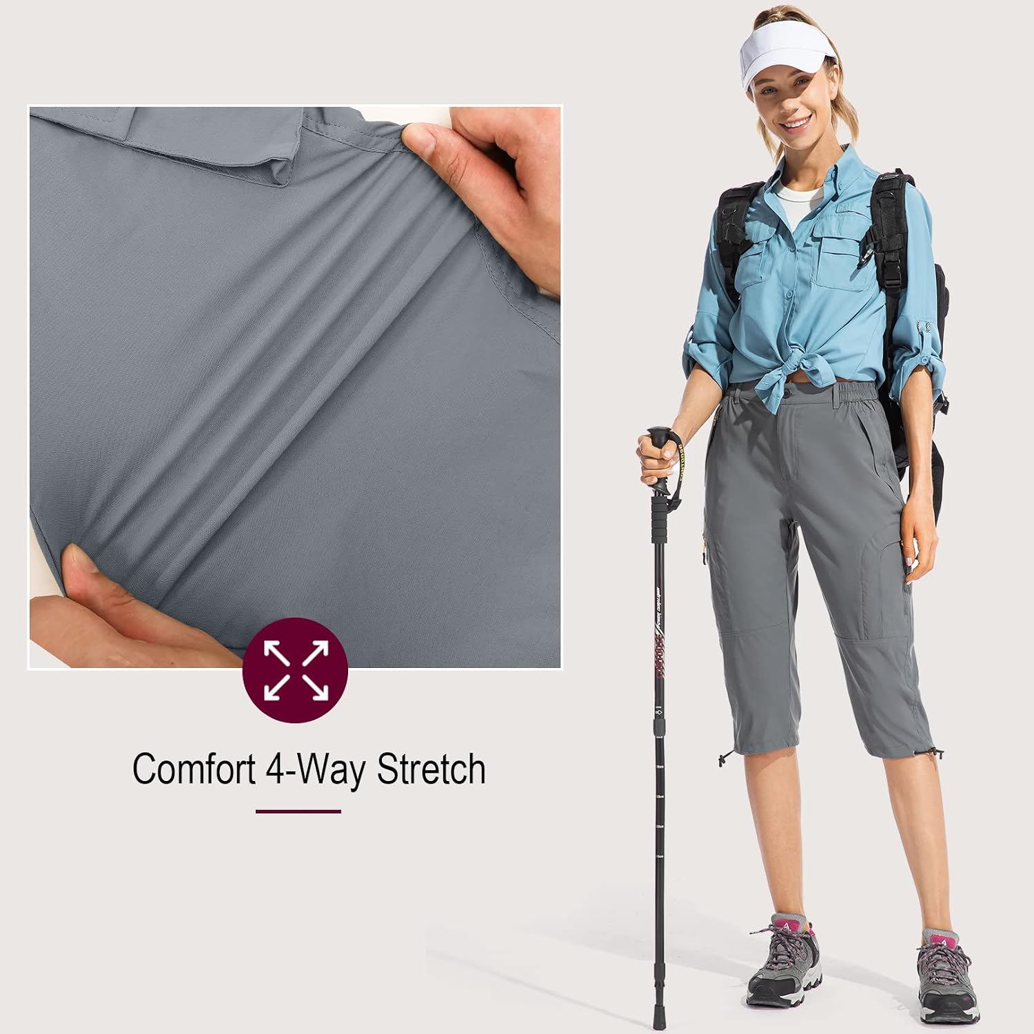 Jessie Kidden Women's Stretch Cargo Shorts with Pockets Lightweight Quick Dry Ladies Work Pant
