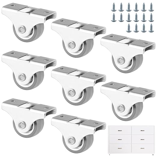 8 stuks 25 mm kleine wielwielen, rubberen meubelwielen, niet draaibaar