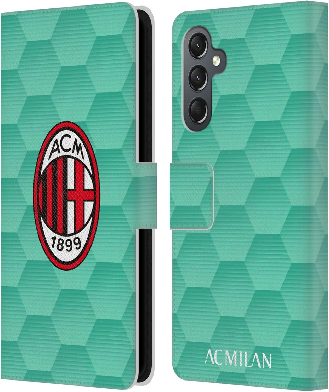 Head Case Designs Officially Licensed AC Milan Home Goalkeeper 2020/21 Crest Kit Leather Wallet Case Compatible with Samsung Galaxy A25 5G