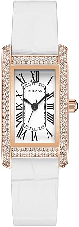 Women Watches Leather Band Fashion Quartz Waterproof Watches Roman Numerals Female Diamond Watch, Classic