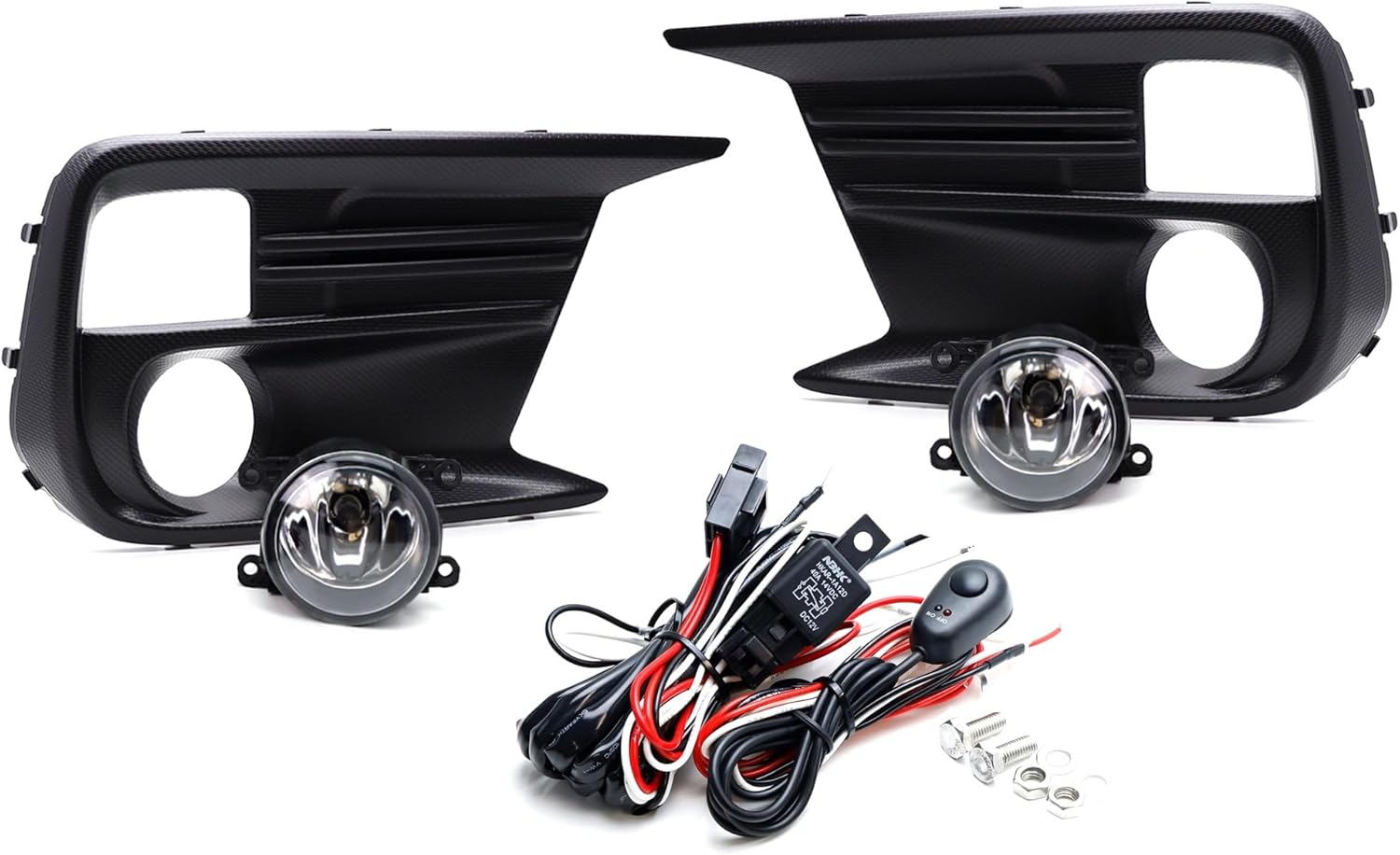 iJDMTOY Complete Set Clear Lens Halogen Fog Light Kit w/Foglamp Bezel Covers, Wiring Harness On-Off Switch for 2018-2021 Subaru WRX