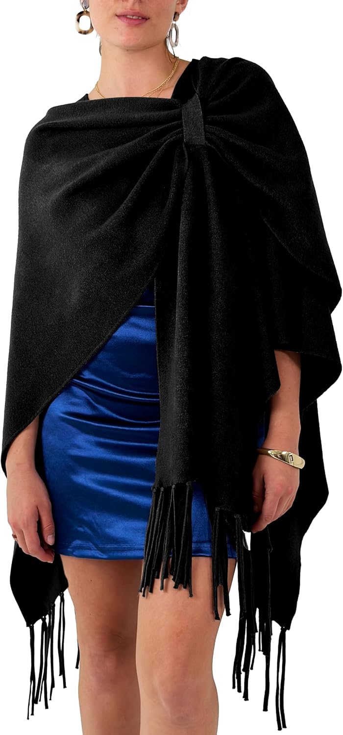 CATCHY & CRAFTY Women's Shawl Wrap Poncho Ruana Cardigan Stylish Cape for Women Open Front Sweater Blanket Holiday Gifts
