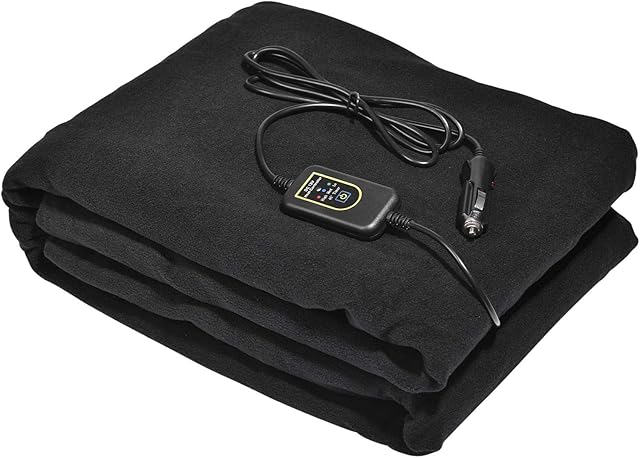 bulrusely Car Heating Blanket, 12V Electric Fleece Constant Temperature Anti-Overheat Heating Blanket, With Constant Temperature Control System, Cold Weather Travel Camping Use