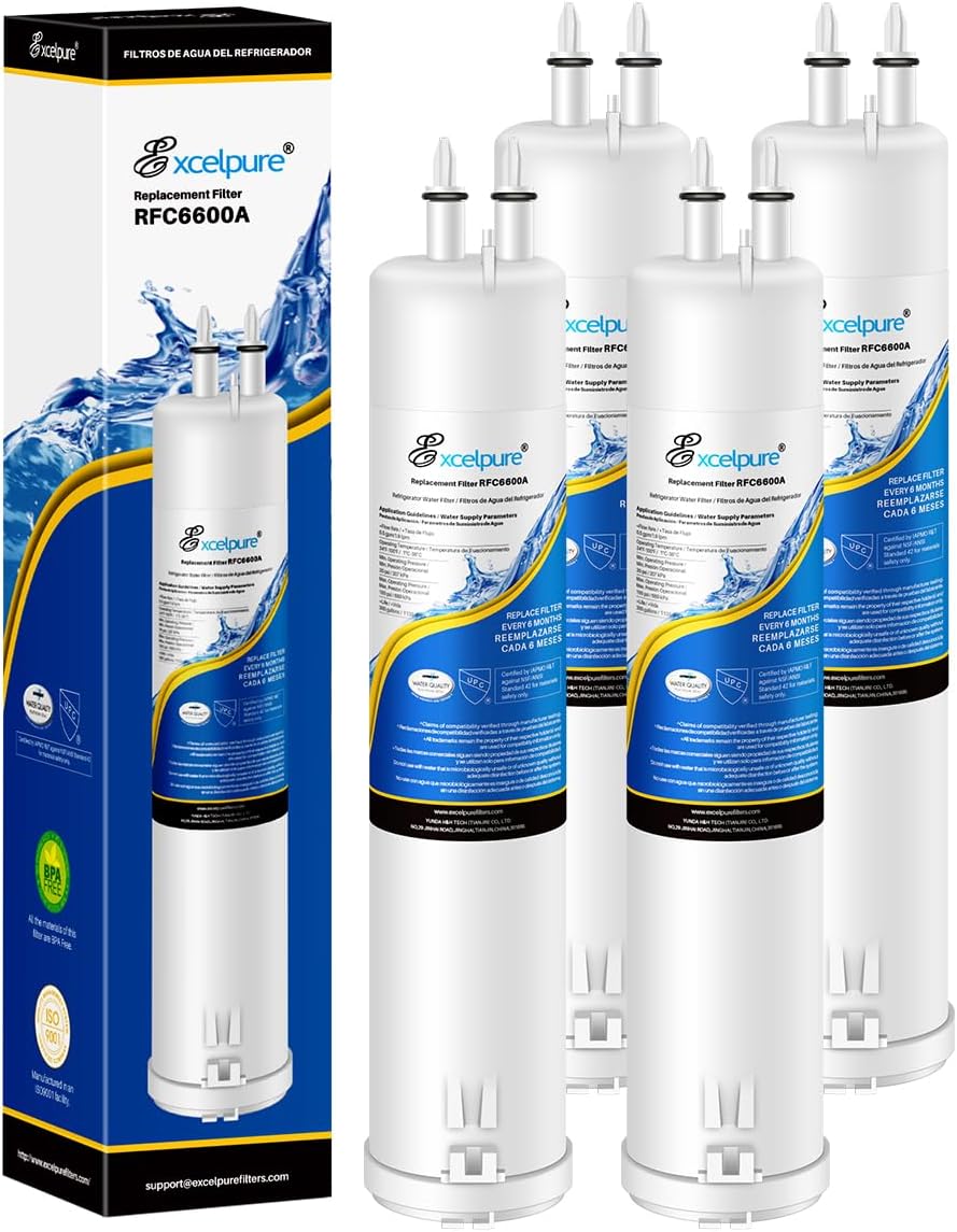 EXCELPURE RFC6600A Refrigerator Water Filter Replacement for EDR3RXD1, Everydrop® Filter 3, 4396841, 4396710, Kenmore 46-9083,46-9030, 9030, 9083, KAD3RXD1, WHR3RXD1, 4PACK