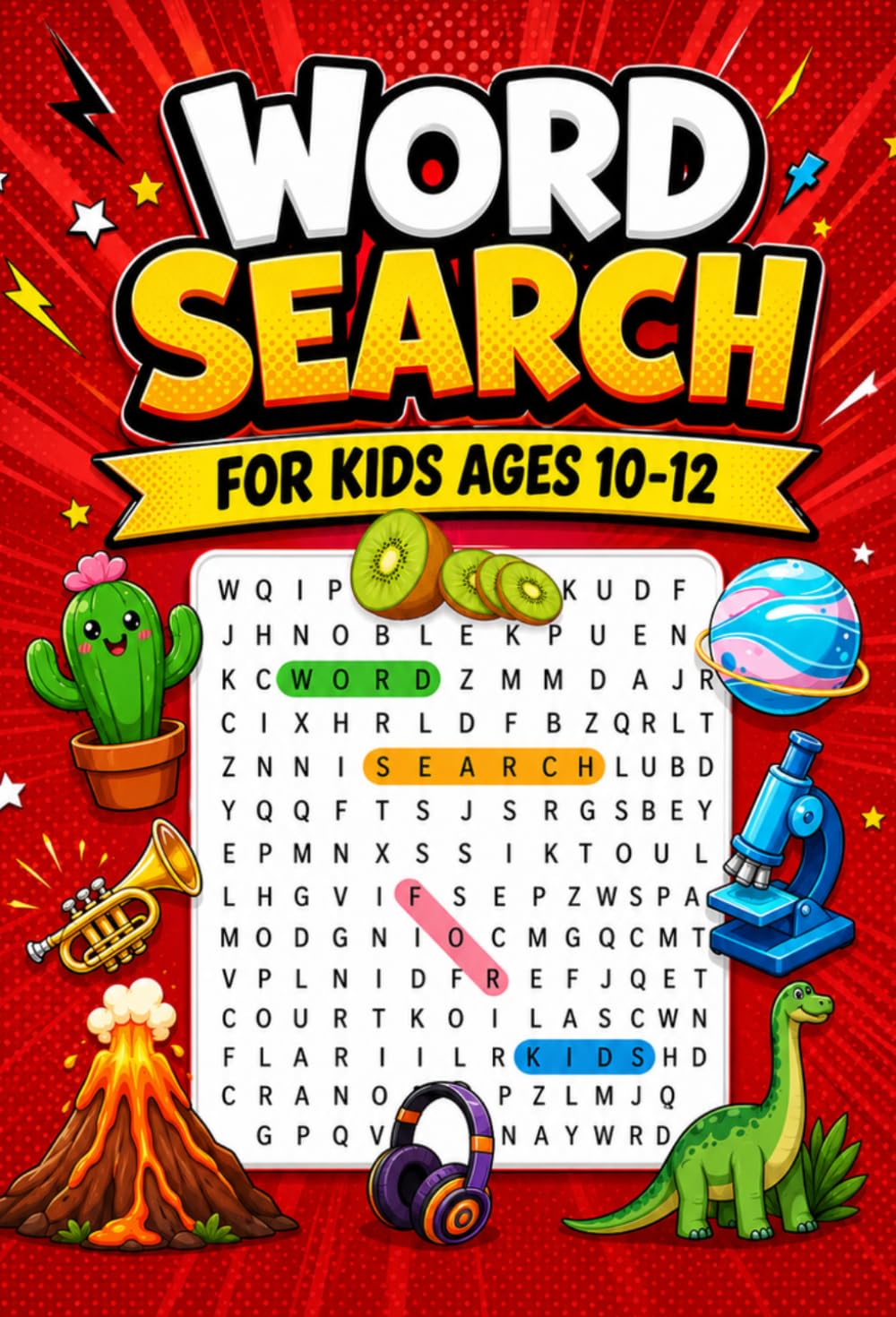 Word Search for Kids Ages 10-12: 100 Thematic Puzzles with Illustrations - Brai