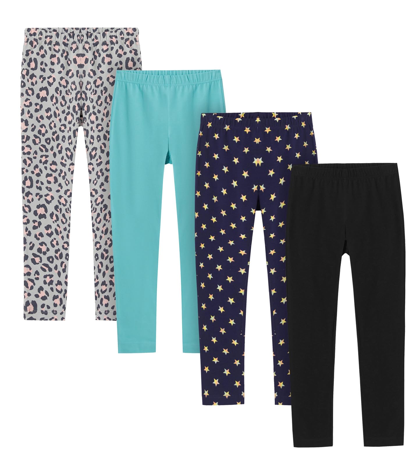 LAPASA Leggings Deportivos Niña – Pack de 4 Leggings Largos y Piratas (7/8) de Algodón Elástico, Pantalones Cómodos para 4-13 Años G11/G19