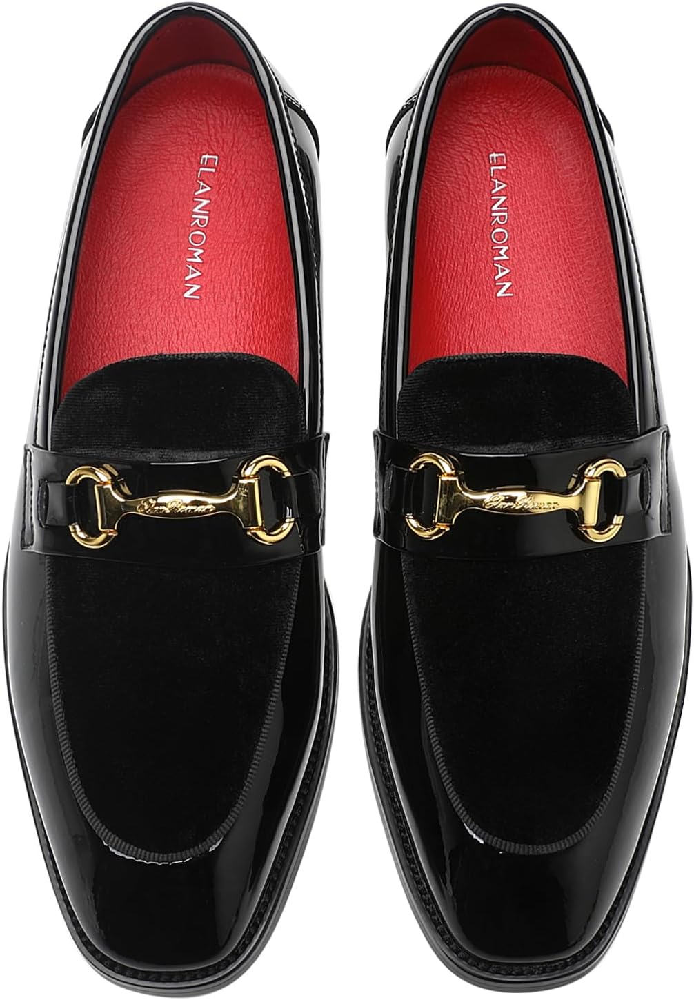 ELANROMAN Mens Dress Loafers Classic Patent Velvet Penny Tuxedo Shoes - Image 2