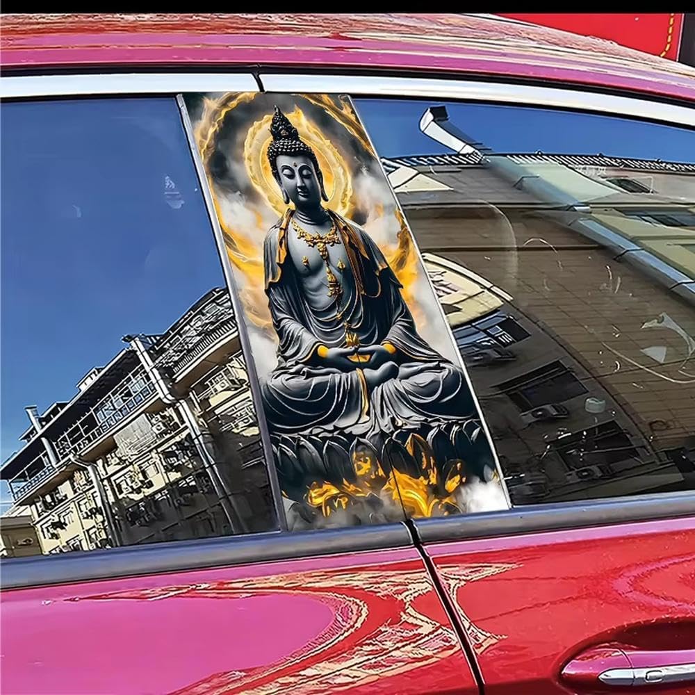 Car B Pillar Waterproof Center Column Buddha Statue Stickers Auto Parts image 3