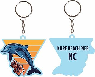 R and R Imports Kure Beach Pier North Carolina Souvenir Dolphin Tropical Beach Metal Keychain Parent