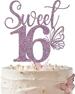 Purple Glitter Cake Topper with Butterfly