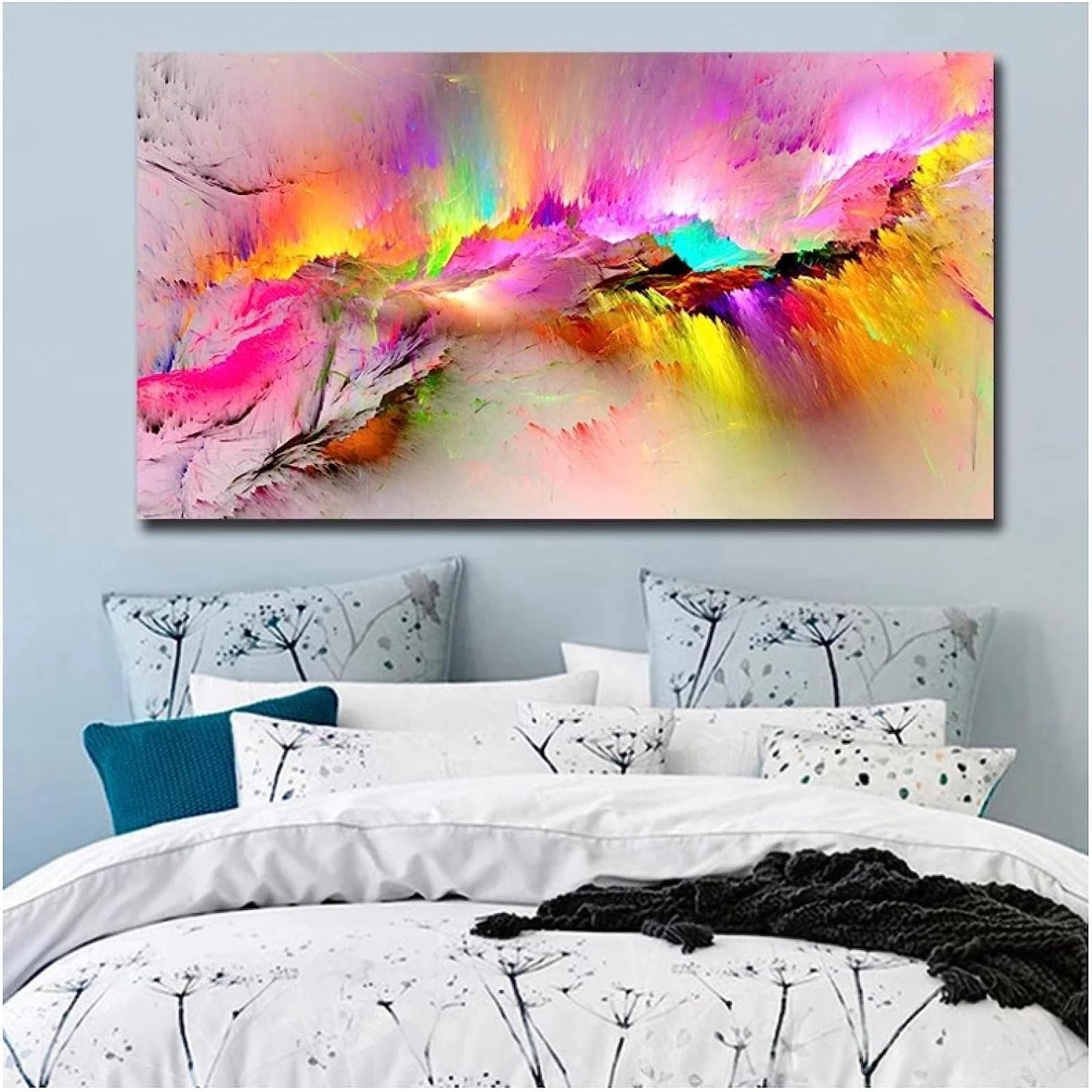 Leinwand Bilder Abstrakte Bunte Wolke Malerei Poster Kunstdruck für Küche Wandbilder Deko (Rahmenlos) (50X70CM)