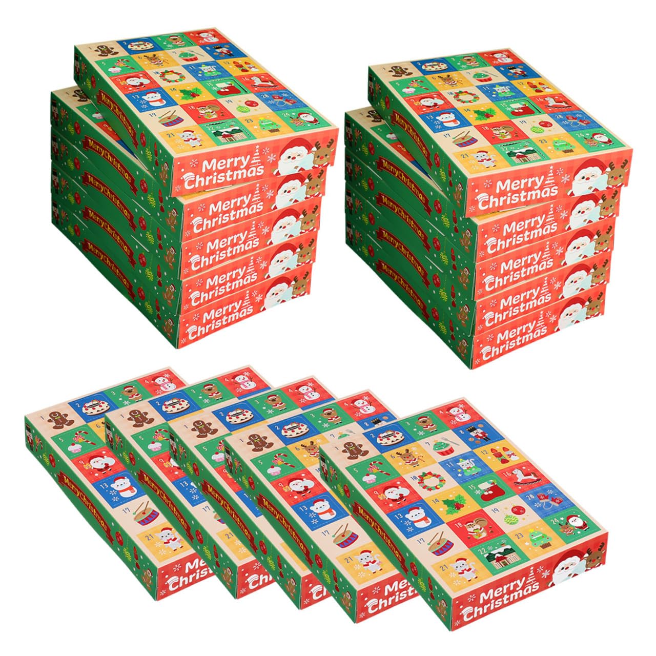 GARVALON Selbstgemacht Weihnachtskalender 15 Stück 24 Fächer Geschenkboxen aus Stabilem Material Adventskalender zum Befüllen für Erwachsene und Kinder Weihnachtliche Dekoration