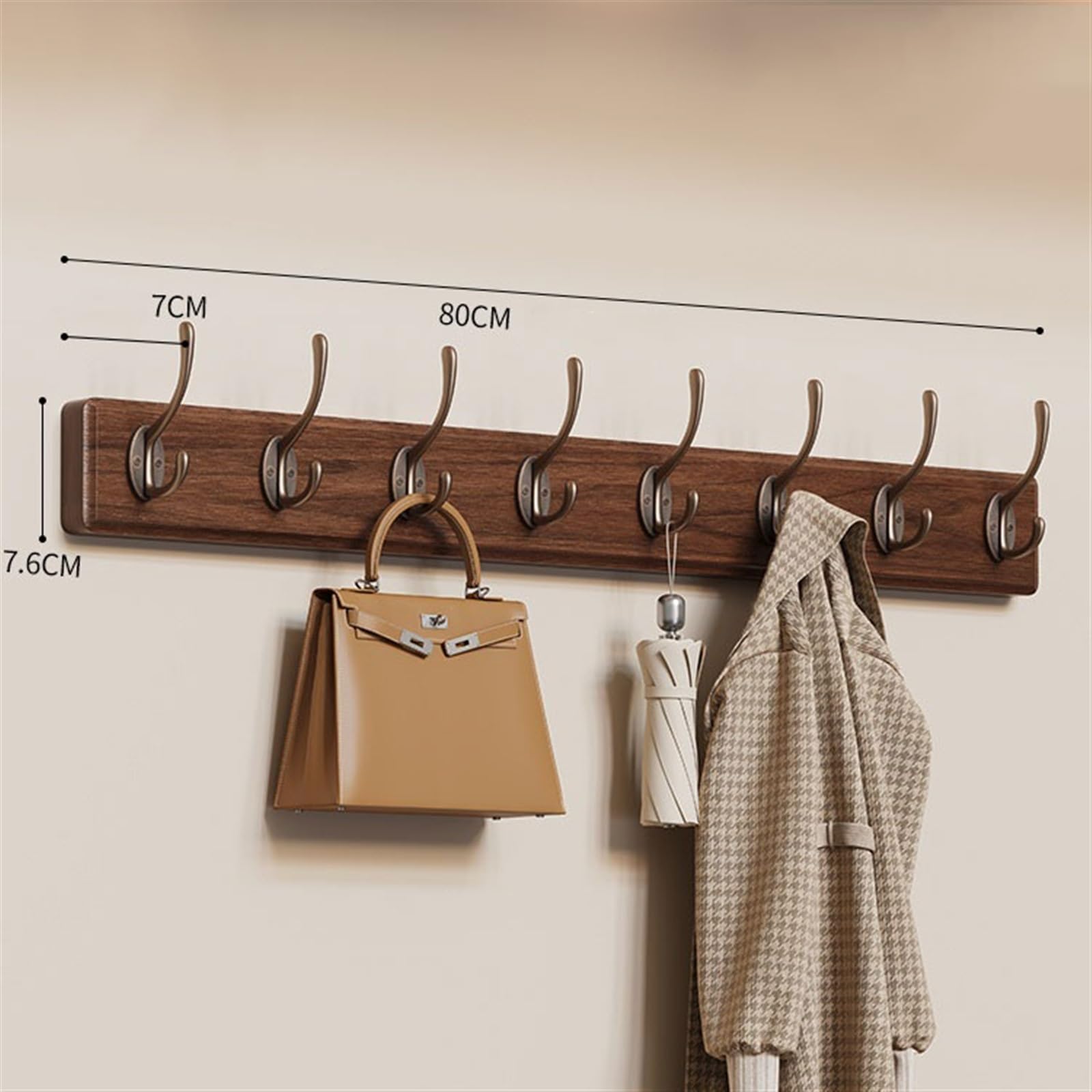Perchero de Pared Perchero rústico montado en la Pared, Perchero de Madera Maciza con 8 Ganchos for Colgar Ropa, Batas, Toallas, Abrigos Ganchos para Abrigos