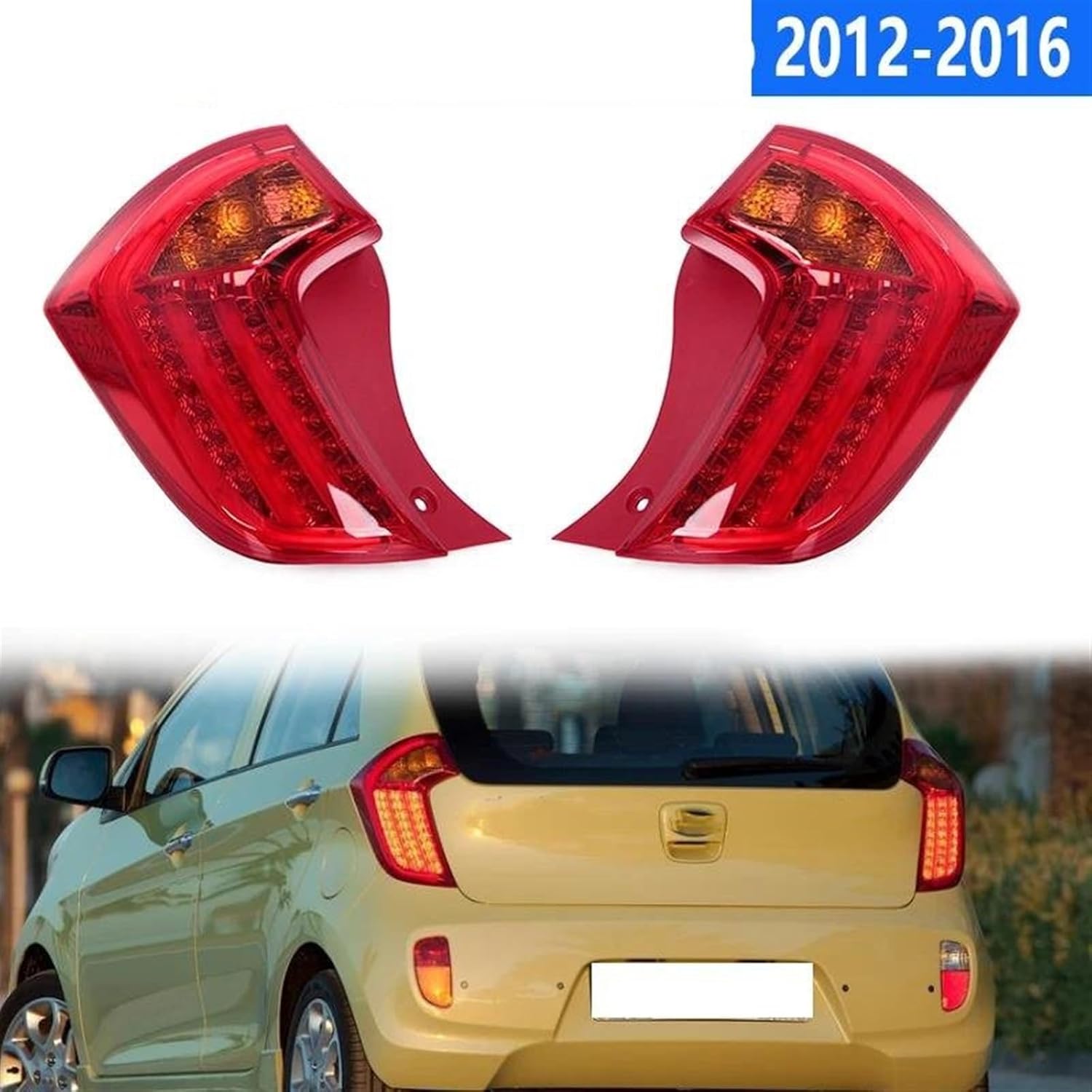 Car Rear Lights Upgrade for Kia Picanto 2012-2016 Turn Signal Stop Brake Fog Lamp Daytime Driving Light Car Accessories(Left)