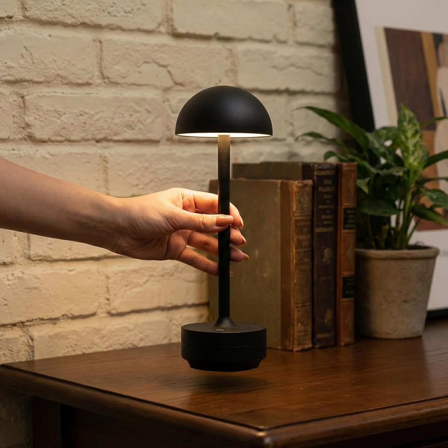 Cordless Table Lamp Rechargeable - LED Table Light Outdoor - 5000mAh Battery Operated Portable Touch Dimmable Lamps for Restaurant Patio Dining Room (Black-1)