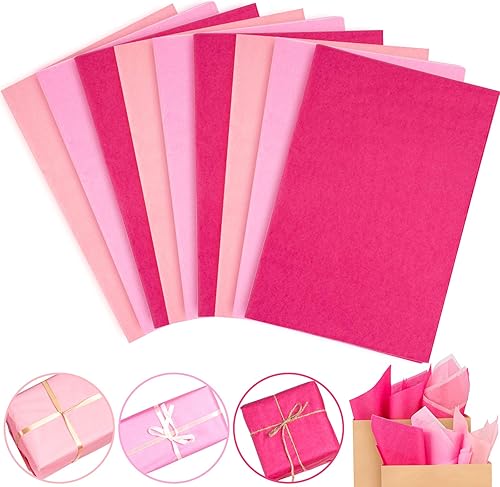 Waline - Papel de seda rosa surtido de regalo, 120 hojas, 15 x 20 pulgadas, 3 colores para envoltura de regalos, cumpleaños, Pascua, boda, vacaciones