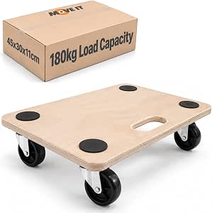 Move-It 11027 Transport Roller Dolly with Grip Pads, Wooden (450 x 300mm)