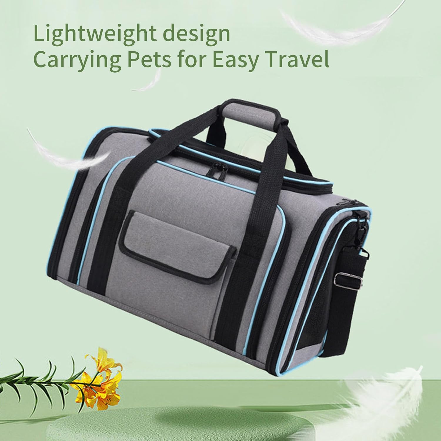 Large Pet Carriers Bag with Expandable Side Breathable Travel Suitcases Adjust Shoulder Strap Bag for Dogs
