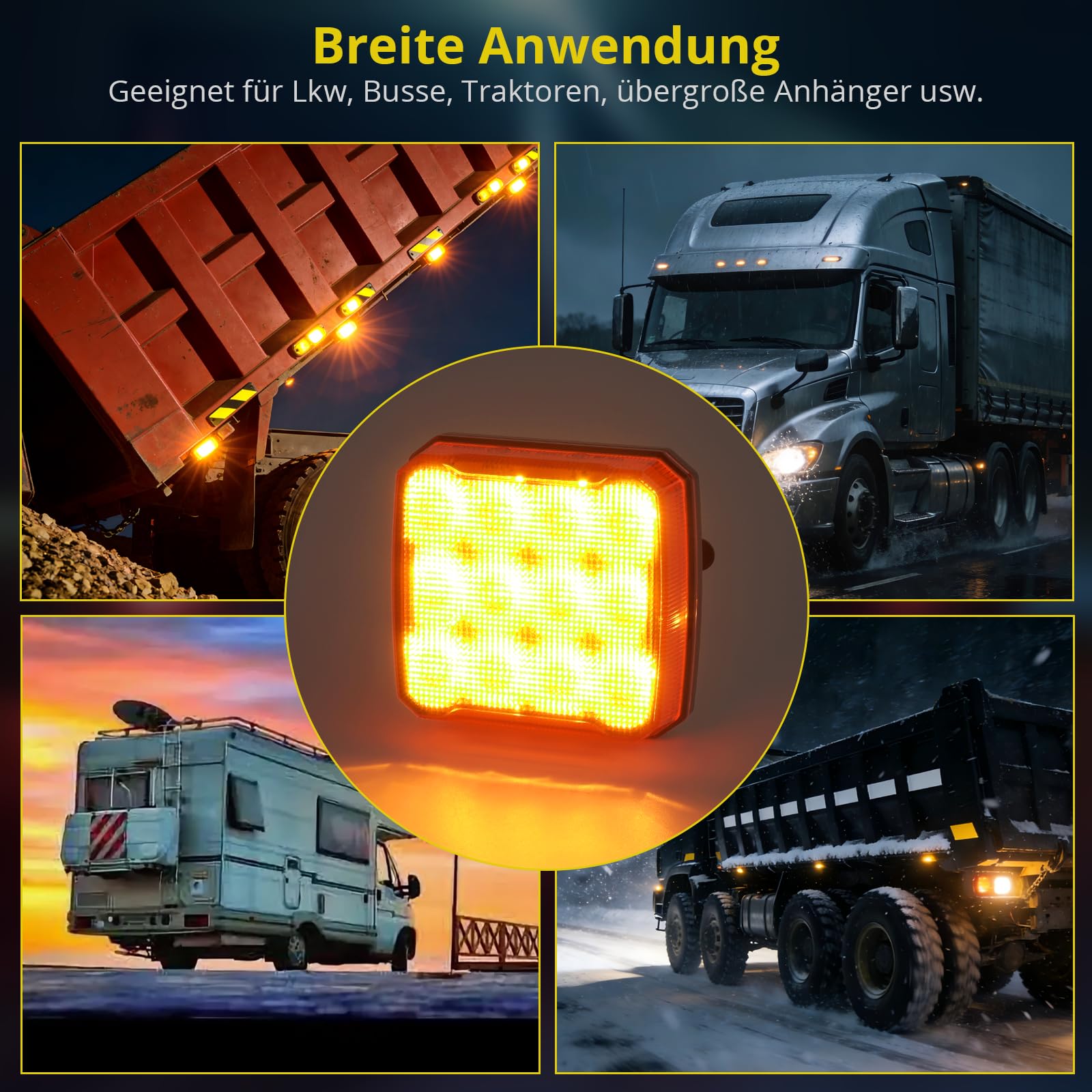 PROZOR Magnet Warnleuchte LED 2PCS Gelbe Auto Rückleuchten Set Notfall Warnleuchte 18 Blitzmodi IP65 Magnetfuß für LKWs, Baufahrzeuge usw