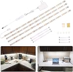 Kit d'Éclairage Sous Cabinet Wobane, Barres de Lumière LED Flexibles, Lumières Sous Comptoir pour Cuisine, Placard, Bureau, Arrière de Moniteur, Étagère, Ensemble de Lumière Adhésive de 6,6 Pieds, Certifié ETL, 120 LEDs, 1100lm, 2700K Blanc Chaud