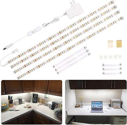 Miniatura 12 de WOBANE Kit de iluminación para debajo del gabinete, 8 barras de luz LED de 12 pulgadas, luces debajo de la encimera para cocina, armario