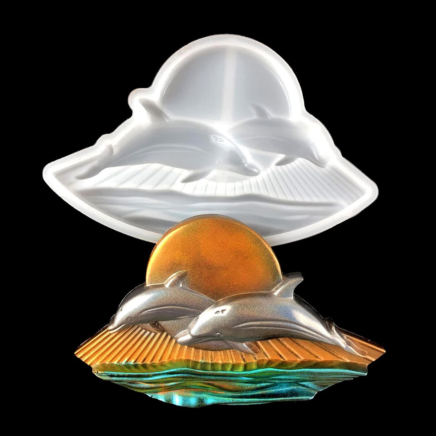 Glossy Silicone Sun Dolphin Mold Wall-Mounted Semi-Stereoscopic Mold Ornaments Pendant Epoxy Resin Crafting Molds