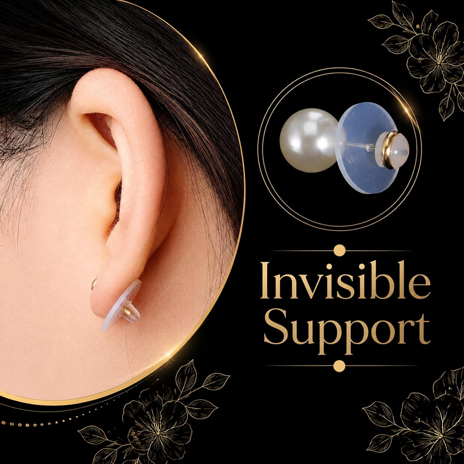 50PCS Clear Piercing Disc, 0.55In Silicone Earring Back Stopper