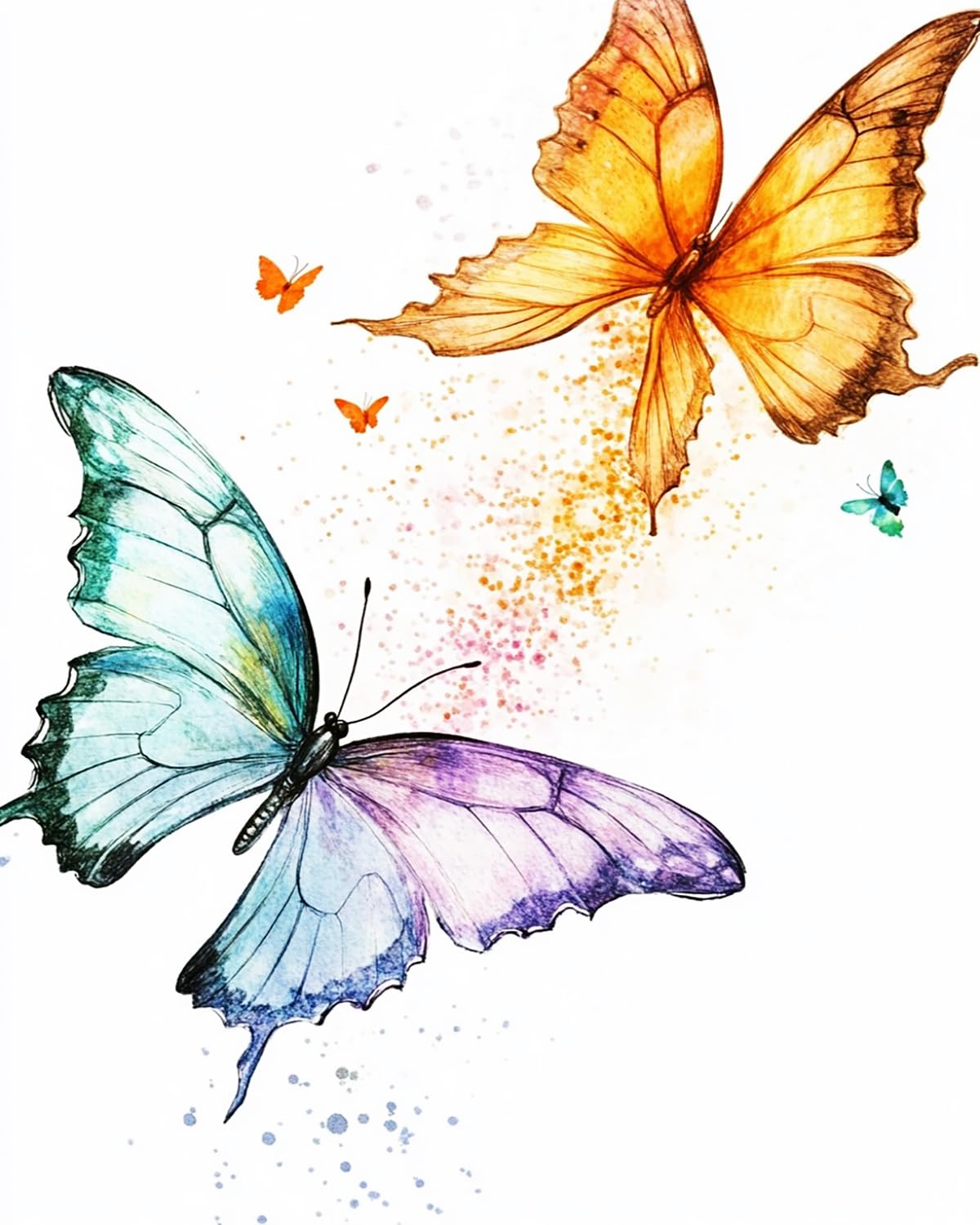 Liubaishi Multicolour Paint By Numbers For Adults, Colourful Butterfly Theme, 16X20 Inch Acrylic Canvas Kit With Brushes And Paints